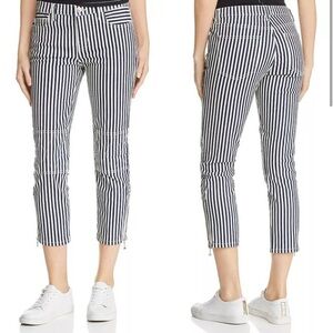 CURRENT/ELLIOTT Lexton Modern Striped Navy Blue & White‎ Cropped Pant Zippers 27